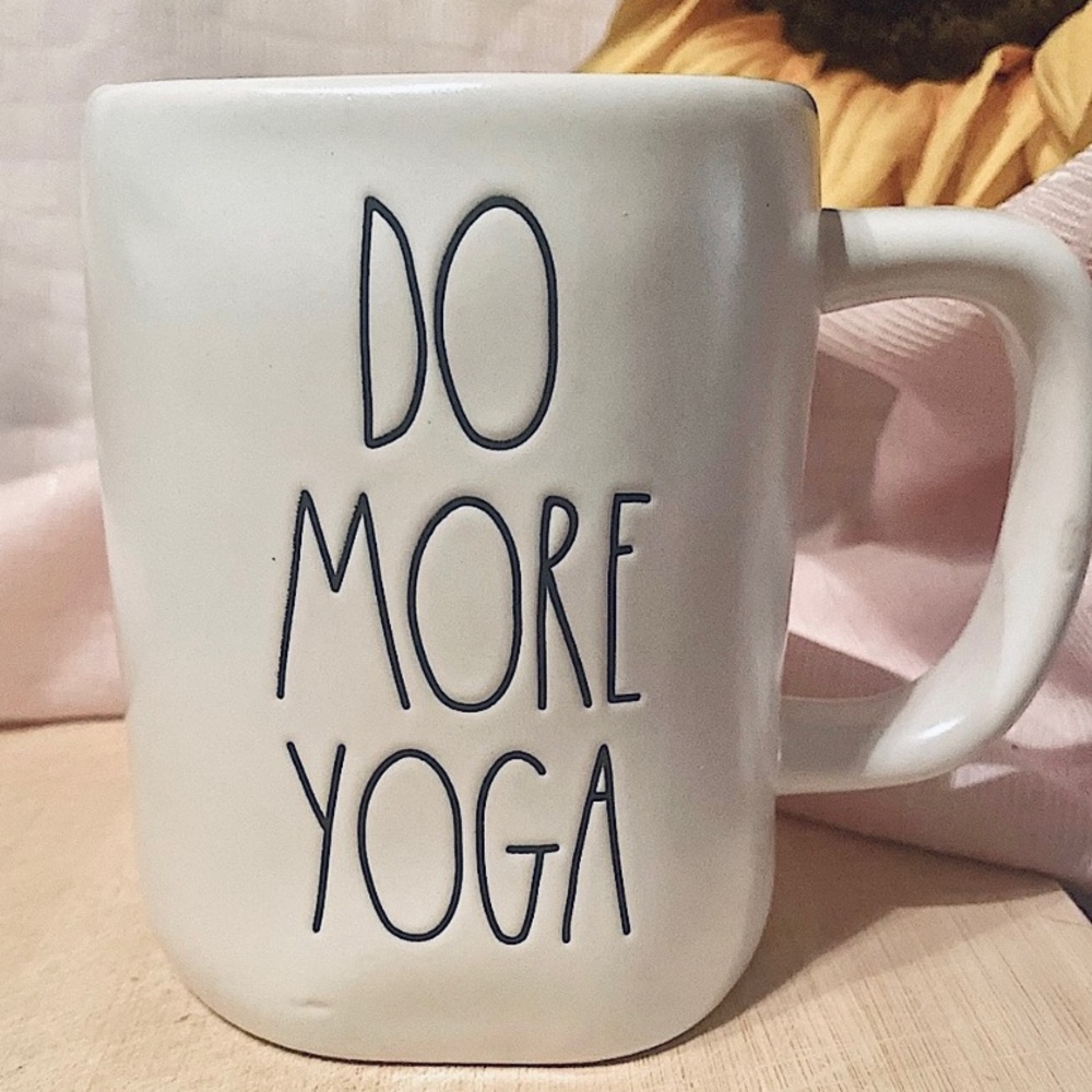 Rae Dunn White Black Do More Yoga Mug Magenta Collection Artisan Collection NWT